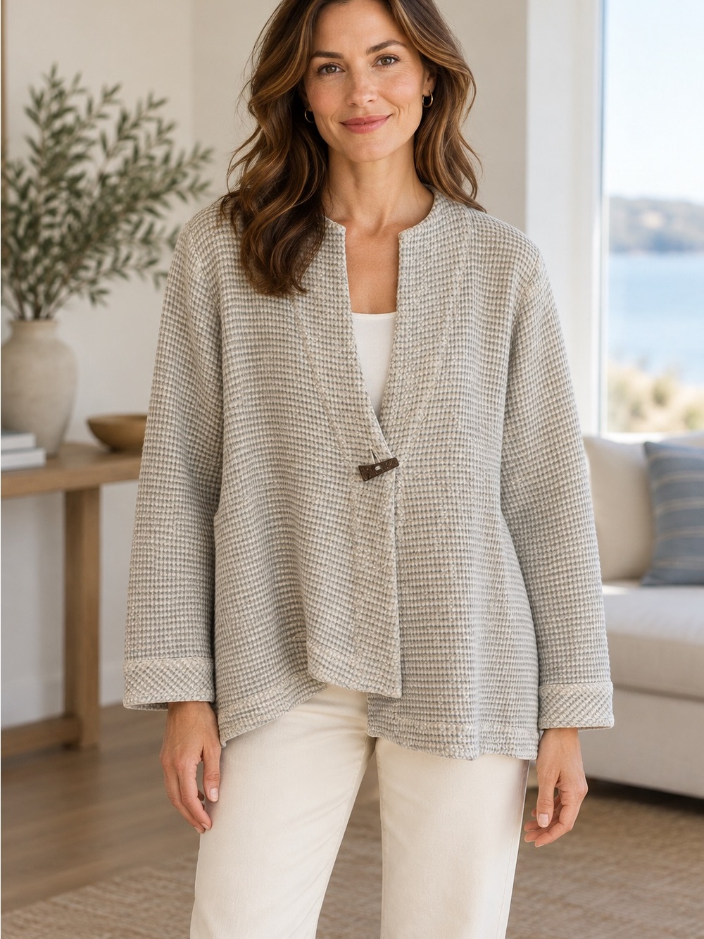 Focus Casual Life Textured Open-Front Jacket M